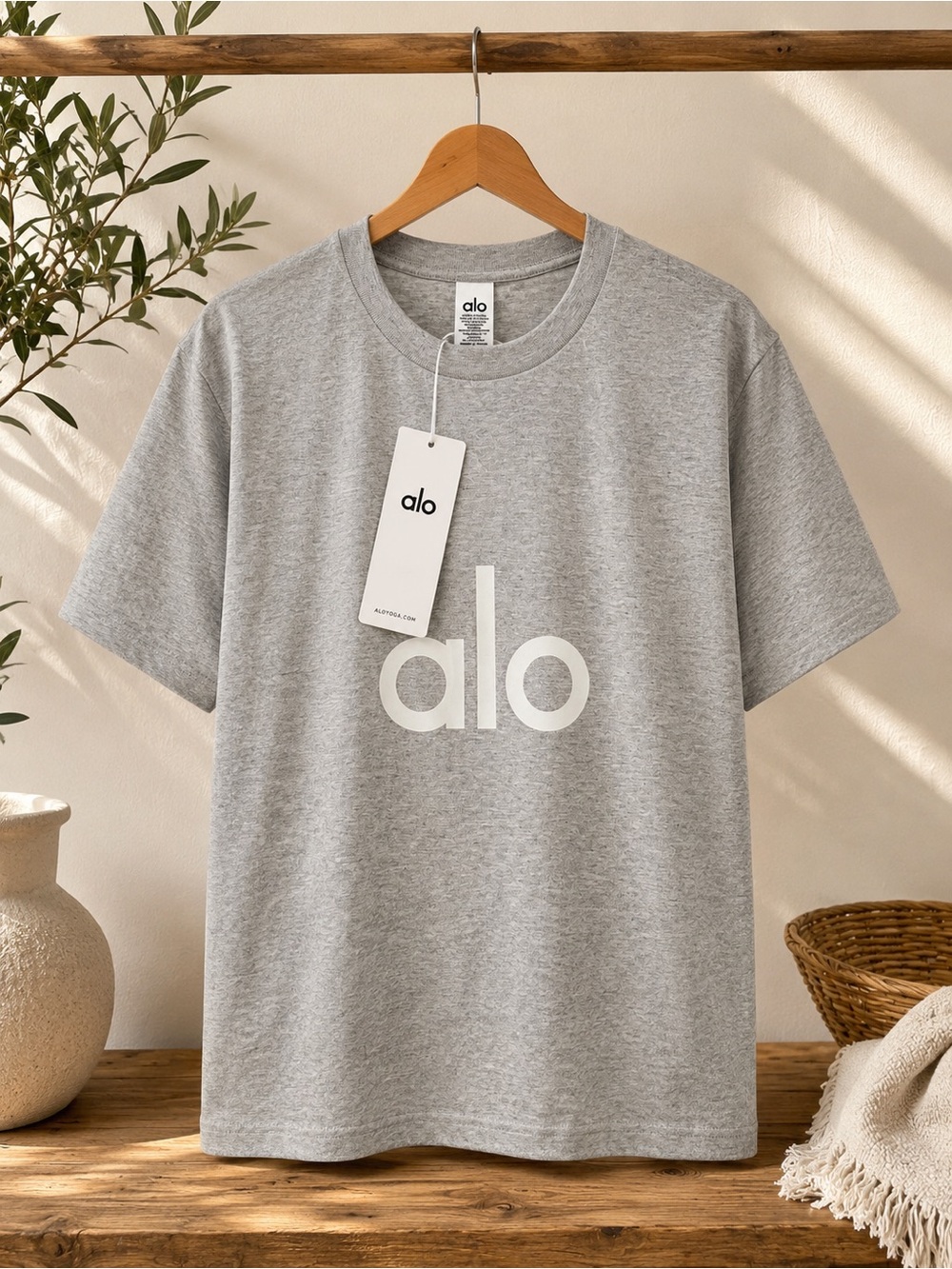 ALO Yoga Heather Grey Short-Sleeve Logo Tee
